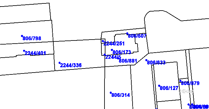 Parcela st. 2244/5 v KÚ Strašnice, Katastrální mapa