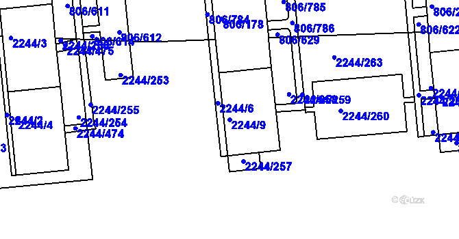 Parcela st. 2244/9 v KÚ Strašnice, Katastrální mapa