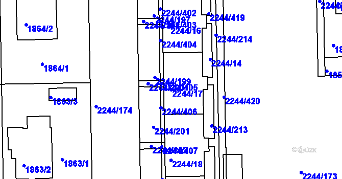 Parcela st. 2244/17 v KÚ Strašnice, Katastrální mapa