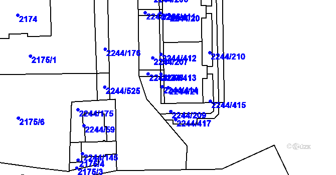 Parcela st. 2244/21 v KÚ Strašnice, Katastrální mapa