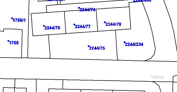 Parcela st. 2244/75 v KÚ Strašnice, Katastrální mapa
