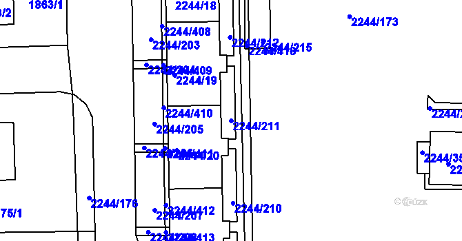 Parcela st. 2244/211 v KÚ Strašnice, Katastrální mapa