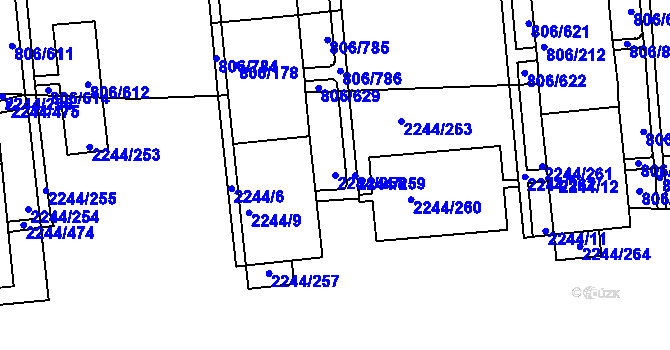 Parcela st. 2244/258 v KÚ Strašnice, Katastrální mapa