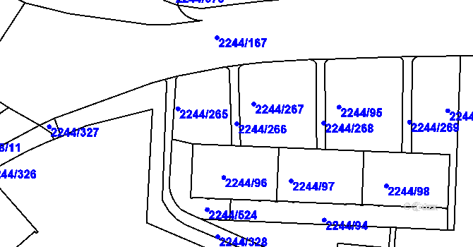 Parcela st. 2244/266 v KÚ Strašnice, Katastrální mapa