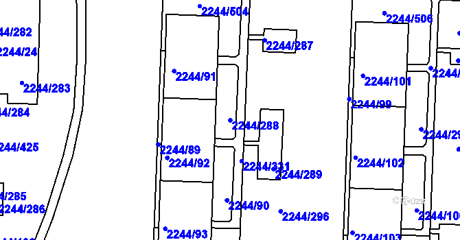 Parcela st. 2244/288 v KÚ Strašnice, Katastrální mapa
