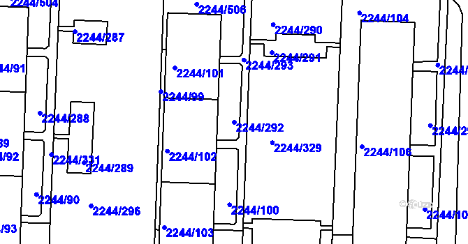 Parcela st. 2244/292 v KÚ Strašnice, Katastrální mapa