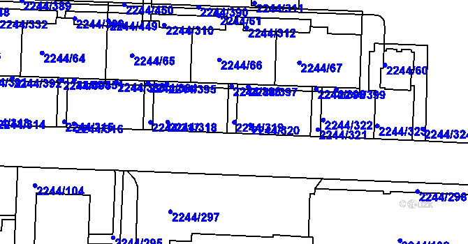 Parcela st. 2244/319 v KÚ Strašnice, Katastrální mapa