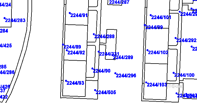 Parcela st. 2244/331 v KÚ Strašnice, Katastrální mapa