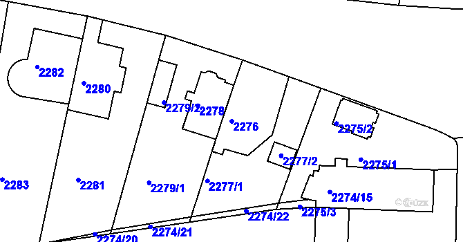Parcela st. 2276 v KÚ Strašnice, Katastrální mapa