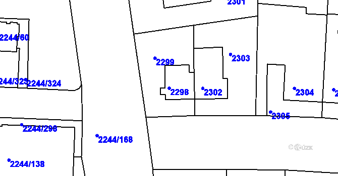 Parcela st. 2298 v KÚ Strašnice, Katastrální mapa