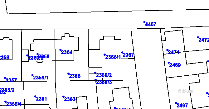 Parcela st. 2366/1 v KÚ Strašnice, Katastrální mapa