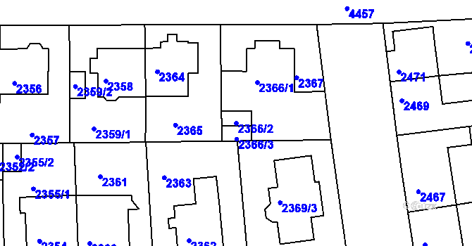 Parcela st. 2366/2 v KÚ Strašnice, Katastrální mapa