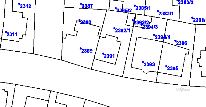 Parcela st. 2391 v KÚ Strašnice, Katastrální mapa