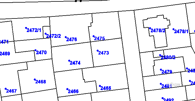 Parcela st. 2473 v KÚ Strašnice, Katastrální mapa