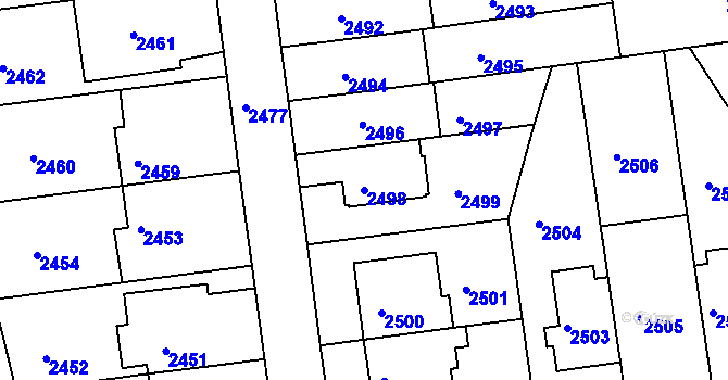 Parcela st. 2498 v KÚ Strašnice, Katastrální mapa