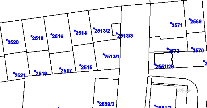 Parcela st. 2513/1 v KÚ Strašnice, Katastrální mapa