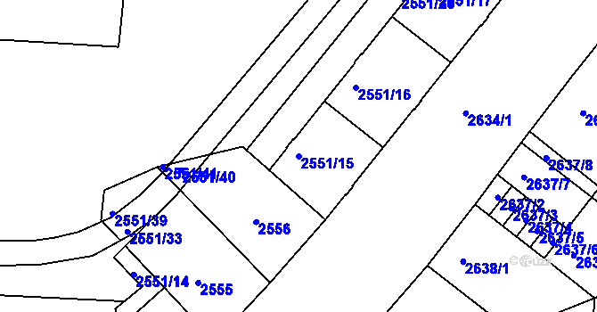 Parcela st. 2551/15 v KÚ Strašnice, Katastrální mapa