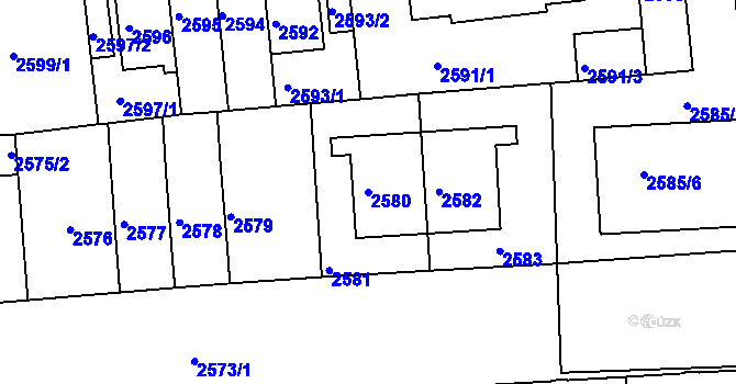 Parcela st. 2580 v KÚ Strašnice, Katastrální mapa
