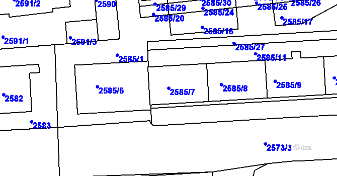 Parcela st. 2585/7 v KÚ Strašnice, Katastrální mapa