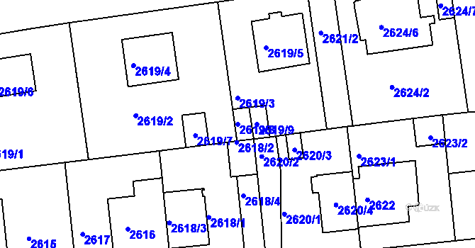 Parcela st. 2619/8 v KÚ Strašnice, Katastrální mapa