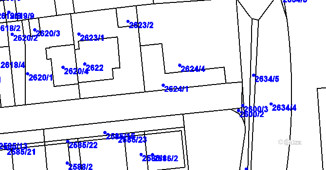 Parcela st. 2624/1 v KÚ Strašnice, Katastrální mapa