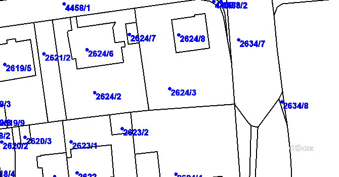 Parcela st. 2624/3 v KÚ Strašnice, Katastrální mapa