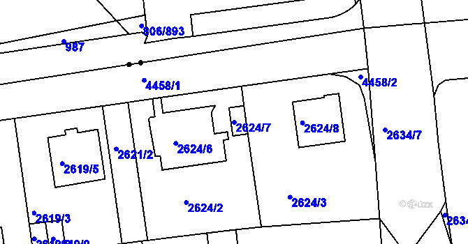 Parcela st. 2624/7 v KÚ Strašnice, Katastrální mapa
