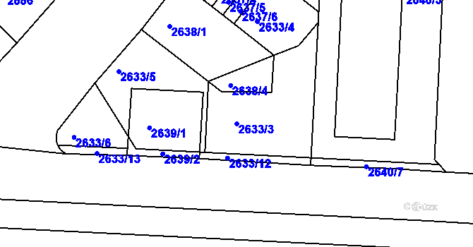 Parcela st. 2633/3 v KÚ Strašnice, Katastrální mapa