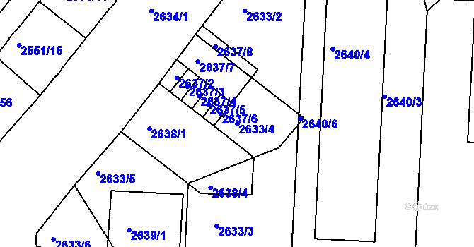 Parcela st. 2633/4 v KÚ Strašnice, Katastrální mapa