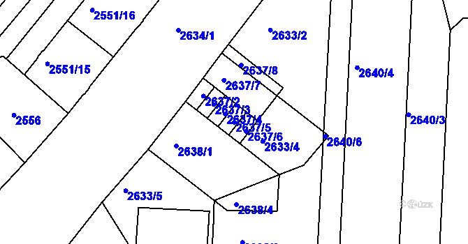 Parcela st. 2637/5 v KÚ Strašnice, Katastrální mapa