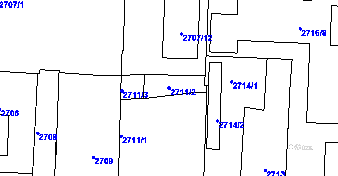 Parcela st. 2711/2 v KÚ Strašnice, Katastrální mapa