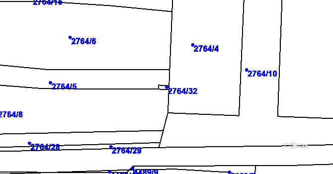 Parcela st. 2764/32 v KÚ Strašnice, Katastrální mapa