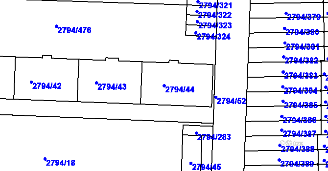 Parcela st. 2794/44 v KÚ Strašnice, Katastrální mapa
