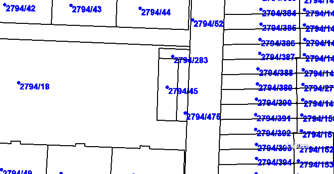 Parcela st. 2794/45 v KÚ Strašnice, Katastrální mapa