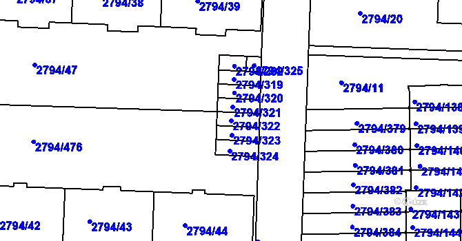 Parcela st. 2794/322 v KÚ Strašnice, Katastrální mapa