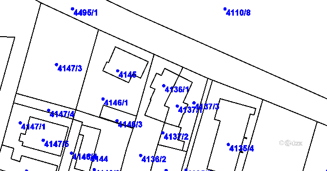 Parcela st. 4136/1 v KÚ Strašnice, Katastrální mapa