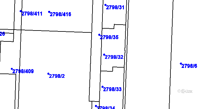 Parcela st. 2798/32 v KÚ Strašnice, Katastrální mapa