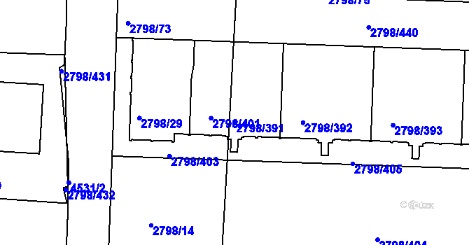 Parcela st. 2798/391 v KÚ Strašnice, Katastrální mapa