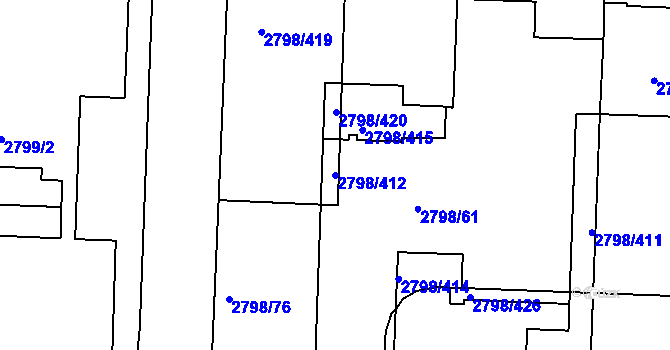 Parcela st. 2798/412 v KÚ Strašnice, Katastrální mapa