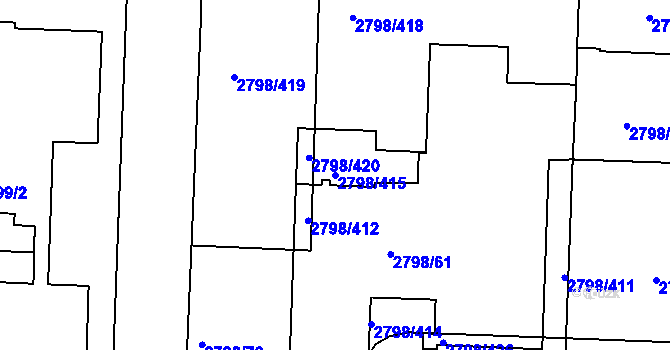 Parcela st. 2798/415 v KÚ Strašnice, Katastrální mapa