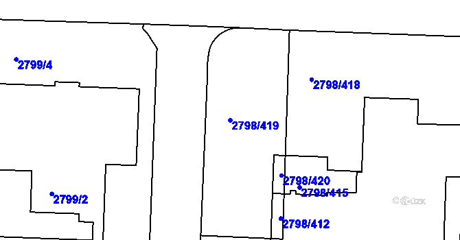 Parcela st. 2798/419 v KÚ Strašnice, Katastrální mapa