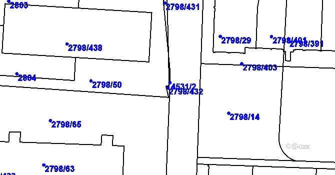 Parcela st. 2798/432 v KÚ Strašnice, Katastrální mapa