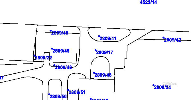 Parcela st. 2809/17 v KÚ Strašnice, Katastrální mapa