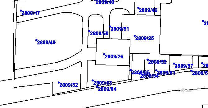 Parcela st. 2809/26 v KÚ Strašnice, Katastrální mapa