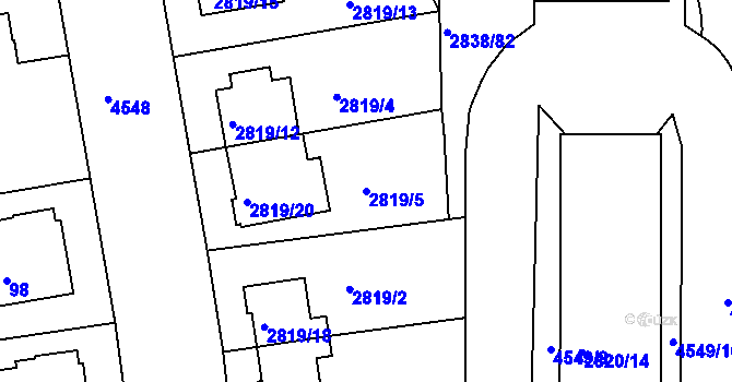Parcela st. 2819/5 v KÚ Strašnice, Katastrální mapa