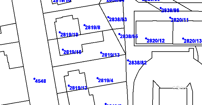 Parcela st. 2819/13 v KÚ Strašnice, Katastrální mapa