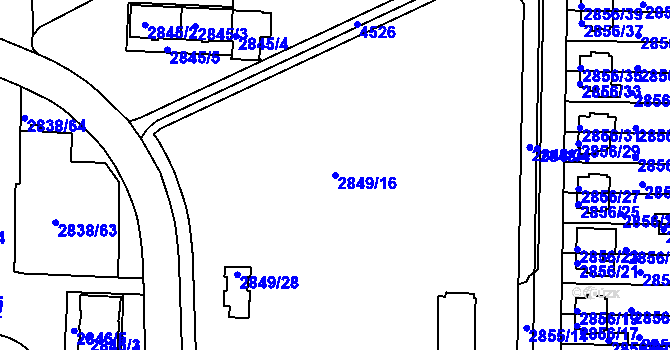 Parcela st. 2849/16 v KÚ Strašnice, Katastrální mapa