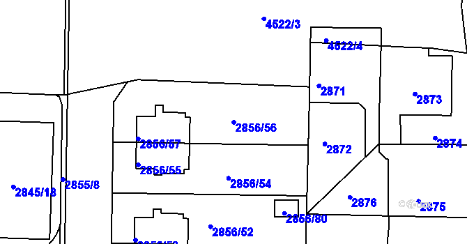 Parcela st. 2856/56 v KÚ Strašnice, Katastrální mapa
