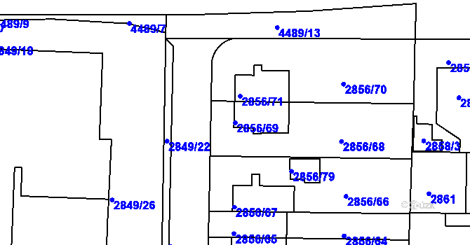Parcela st. 2856/69 v KÚ Strašnice, Katastrální mapa