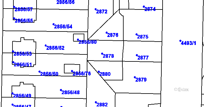 Parcela st. 2878 v KÚ Strašnice, Katastrální mapa